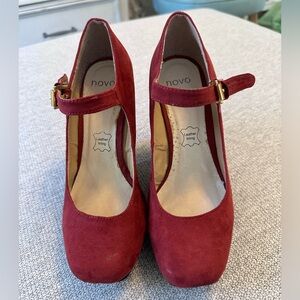 Burnt orange Mary Jane platforms